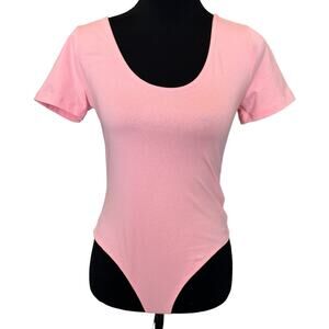 New ~ ABOUND   ~ Women's Pink Organic Cotton Scoop Neck Bodysuit Size M